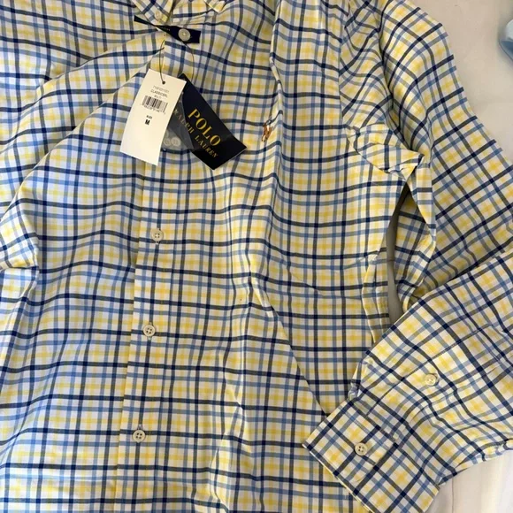 Ralph Lauren Men's Checkered Shirt in Blue and Yellow - Picture 3 of 5